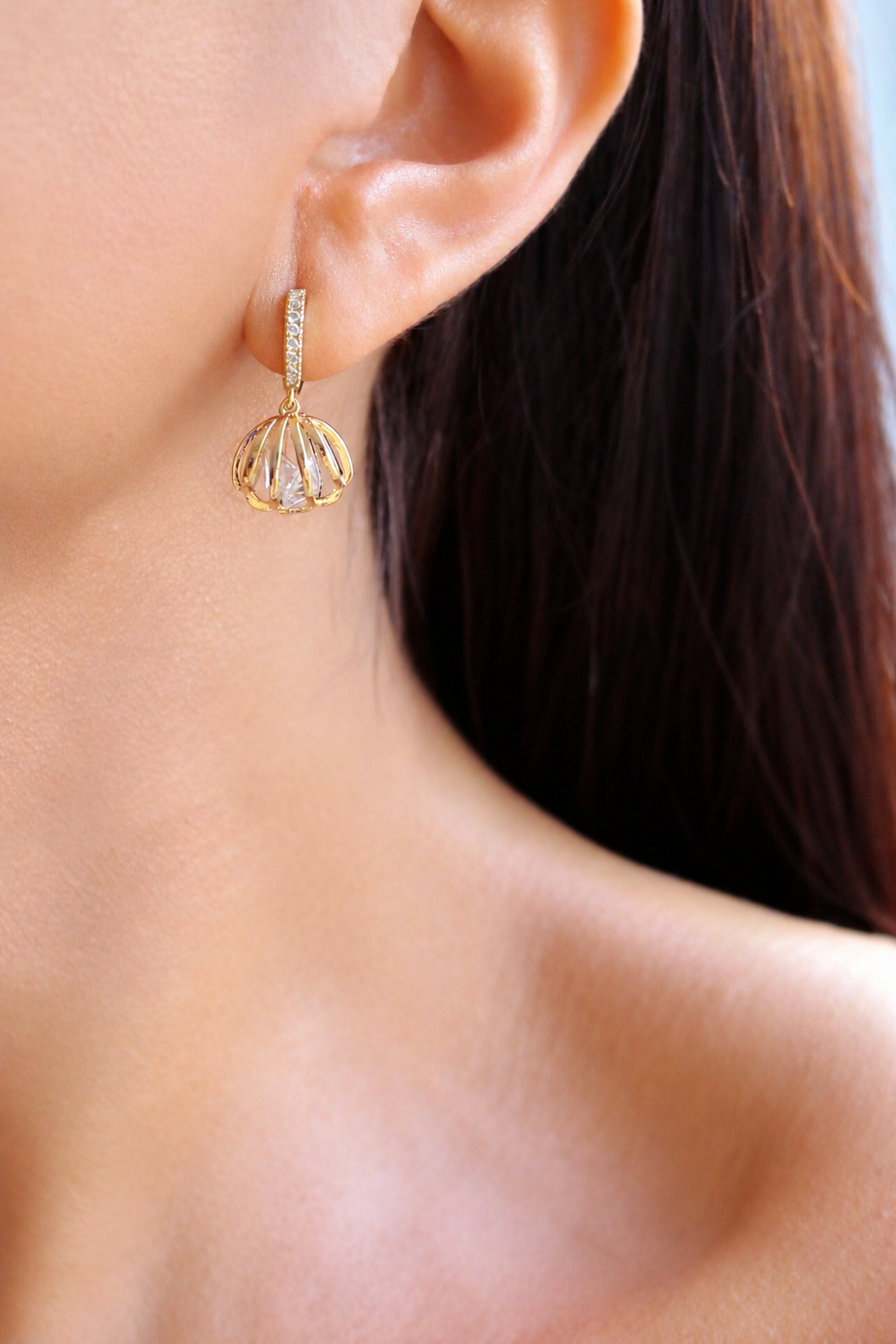 24K Schelp Oorringen