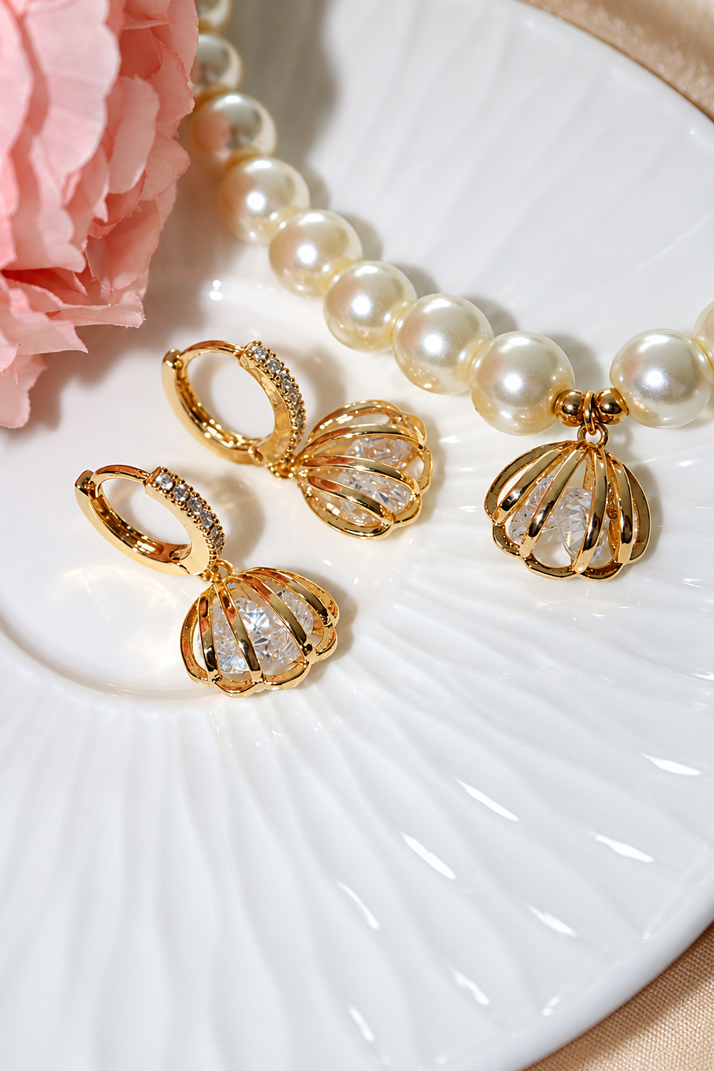 24K Schelp Oorringen