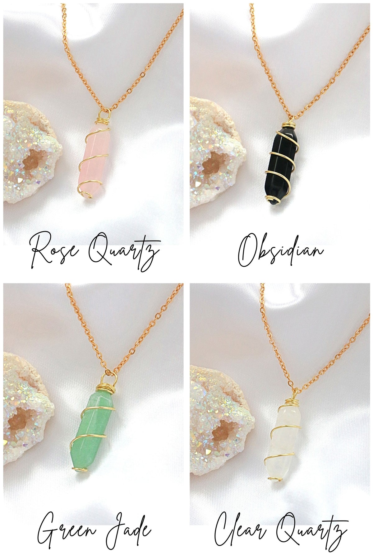 18K Kristalledelsteinkette