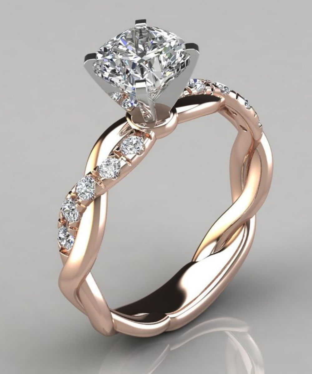 Fairy Tales Solitaire Rings 925 Sterling Silver 18 Karat Gold Plated