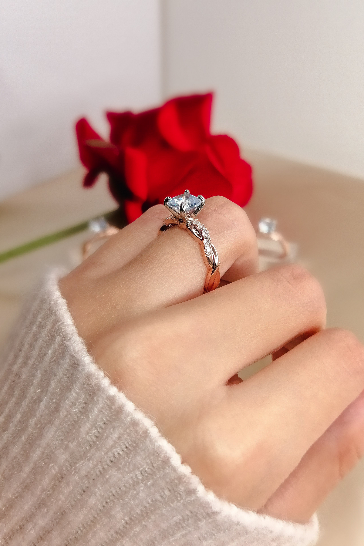 Fairy Tales Solitaire Rings 925 Sterling Silver 18 Karat Gold Plated