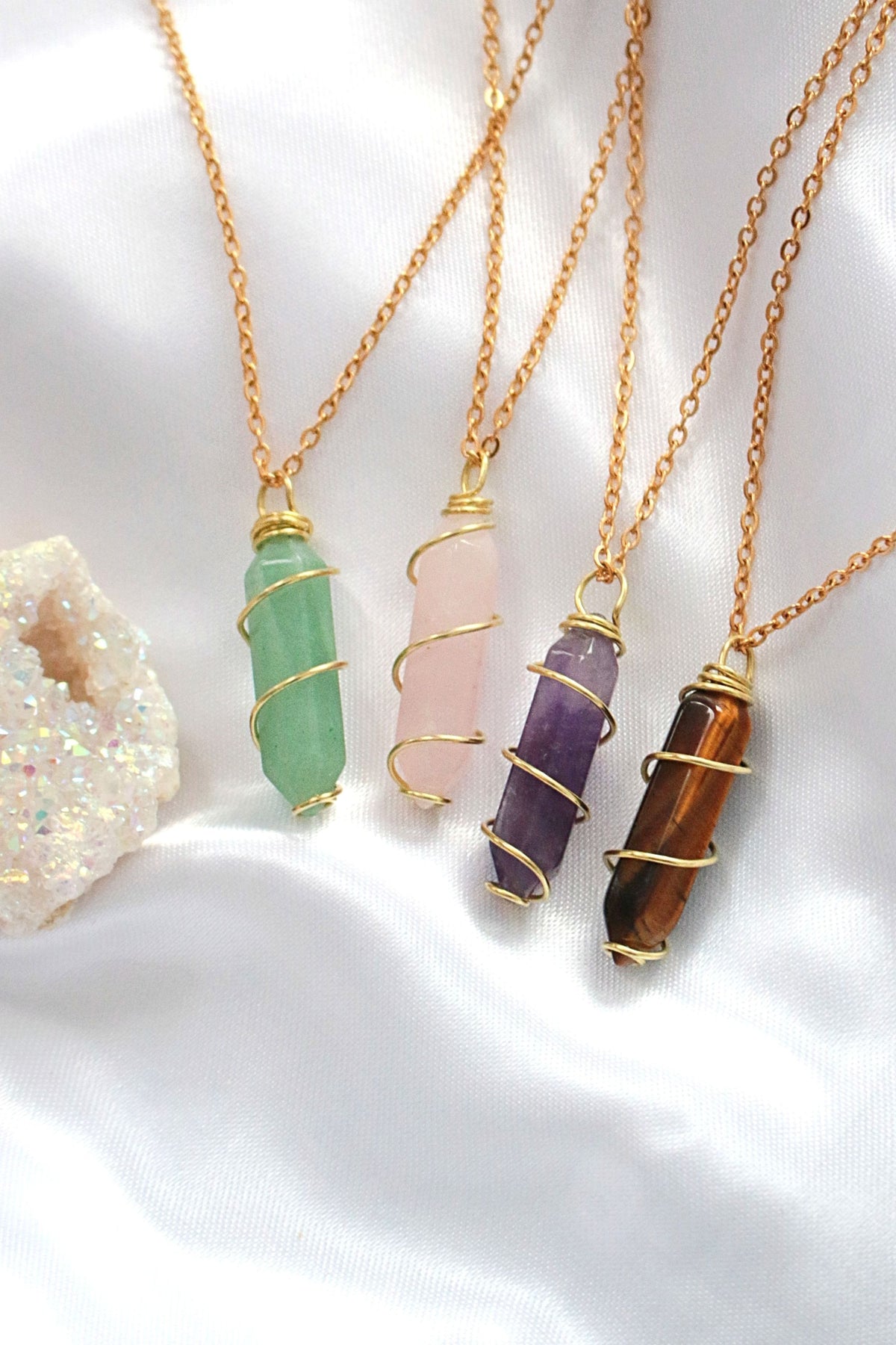 18K Kristalledelsteinkette